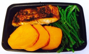 Complete Meal - Blackened Salmon with Asparagus and Sweet Potato